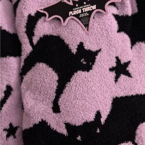 Purple and Black Bat/Cat Plush Throw
